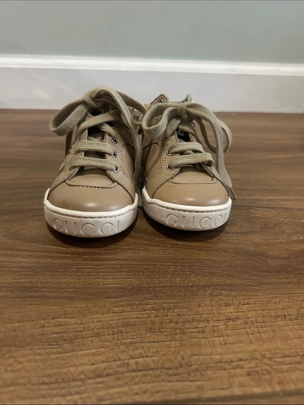 Gucci Kids Beige High-Top Logo Sneakers